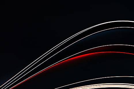 white and red line wallpaper, lines, abstract, wavy, dark background, HD wallpaper HD wallpaper