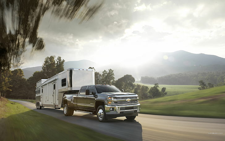 Chevrolet Silverado Truck Trailer Sunlight Road Motion Blur HD, รถยนต์, แสงแดด, เบลอ, การเคลื่อนไหว, ถนน, Chevrolet, รถบรรทุก, Silverado, รถพ่วง, วอลล์เปเปอร์ HD