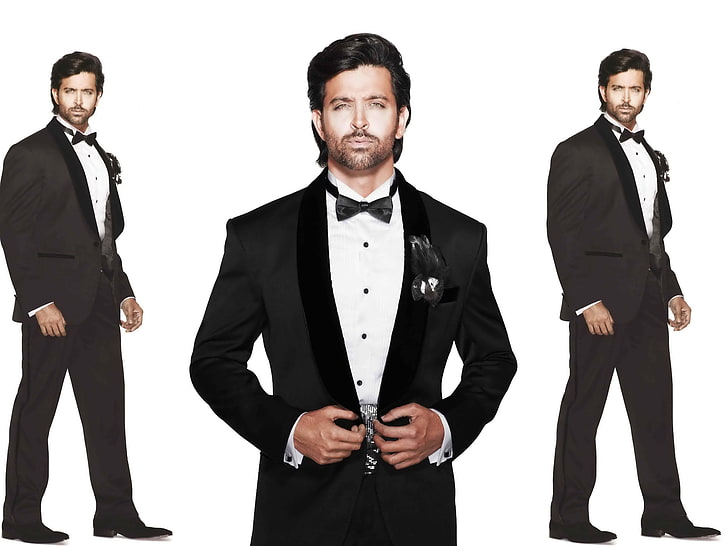 men's black tuxedo, man, tuxedo, white, suit, HD wallpaper