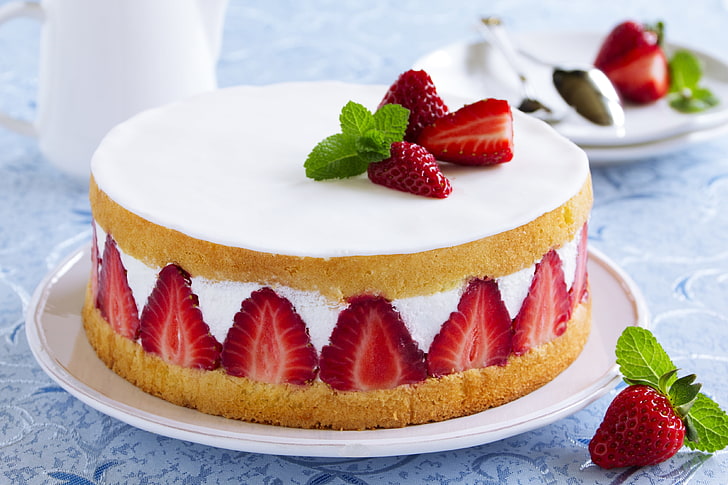 berries, strawberry, cake, dessert, cakes, HD wallpaper