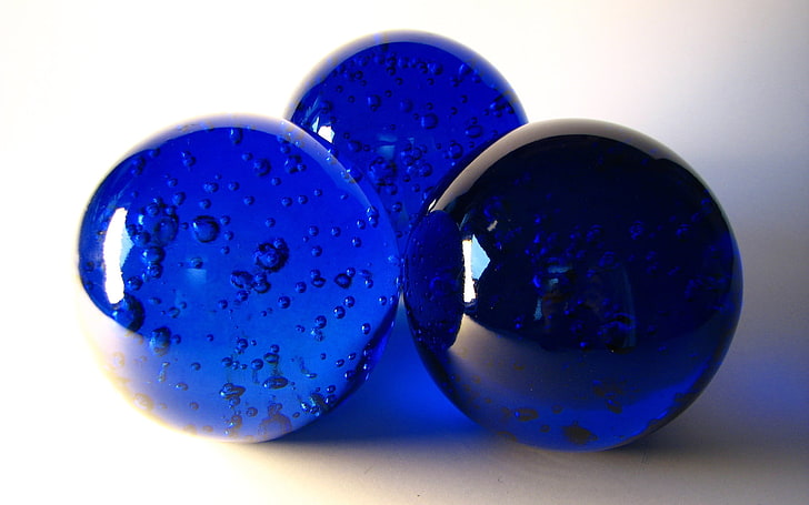 Blue Spheres, varios juguetes de mármol azul, 3D, Otros, azul, pelota, Fondo de pantalla HD