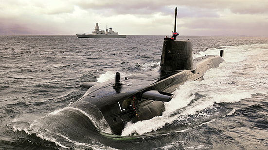 Sottomarino di classe astuta, cacciatorpediniere, militare, blu marino, blu marino reale, nave, sottomarino, Sfondo HD HD wallpaper
