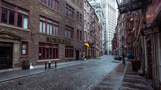 коричневое бетонное здание, улица, Ирландия, город, городской пейзаж, Нью-Йорк, HD обои HD wallpaper