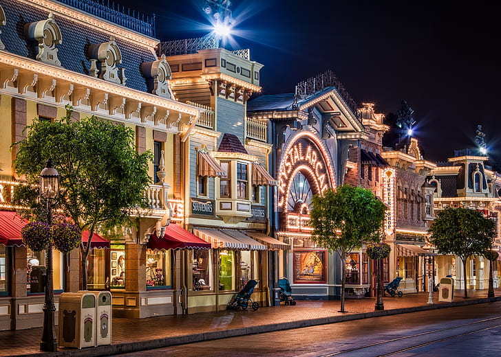 rua, CA, Disneyland, Califórnia, Anaheim, Main Street EUA, HD papel de parede