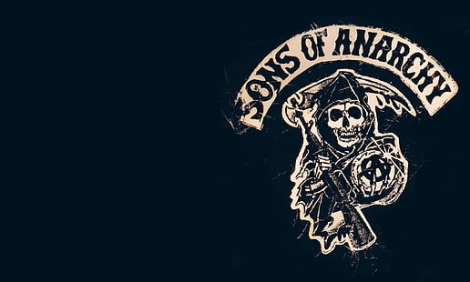 Логотип Sons of Anarchy, сыновья анархии, череп, типография, HD обои HD wallpaper