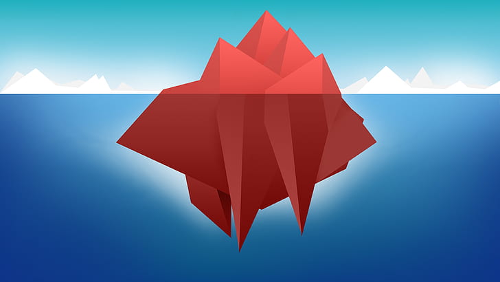 赤い最小限の氷山、氷山、水、 HDデスクトップの壁紙