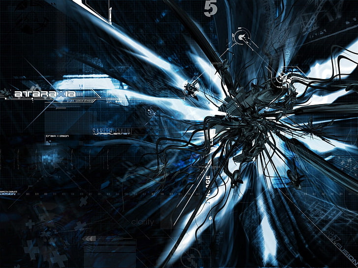 blue and gray RPG wallpaper, darkness, techno, monster, HD wallpaper