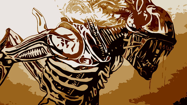 black and brown predator illustration, Alien (movie), Xenomorph, artwork, movies, HD wallpaper