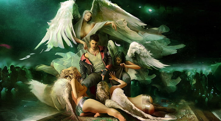 Devil May Cry, man and angels illustration, Games, Devil May Cry, video game, new dante, HD wallpaper