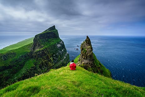 o oceano, rochas, Dinamarca, Ilhas Faroe, grandeza, HD papel de parede HD wallpaper