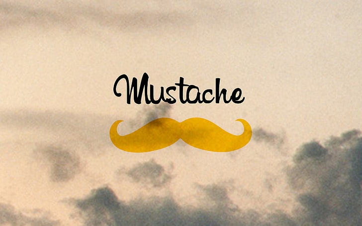 Mustache text overlay, mustache, minimalism, inscription, HD wallpaper