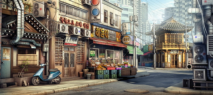 Korean, city, HD wallpaper