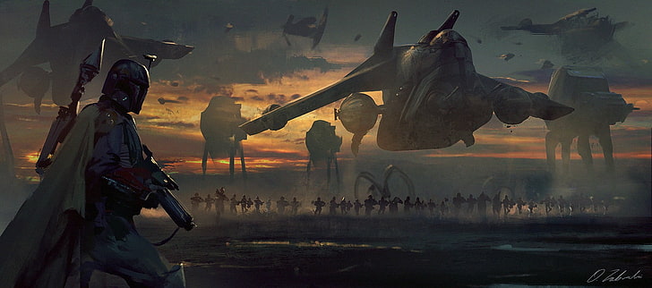 Star Wars Boba Fett خلفية رقمية ، حرب النجوم ، أعمال فنية ، فن خيالي ، بوبا فيت ، خيال علمي ، داريك زابروكي، خلفية HD