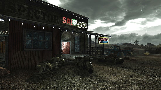 Saloon bar game digital wallpaper, Fallout, Fallout: New Vegas, apocalyptic, ENB, HD wallpaper HD wallpaper