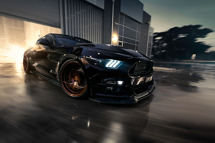 Mustang, Ford, Muscle, Car, Black, HD тапет