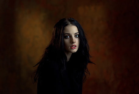 женщина в черном топе, алла бергер, портрет, лицо, HD обои HD wallpaper