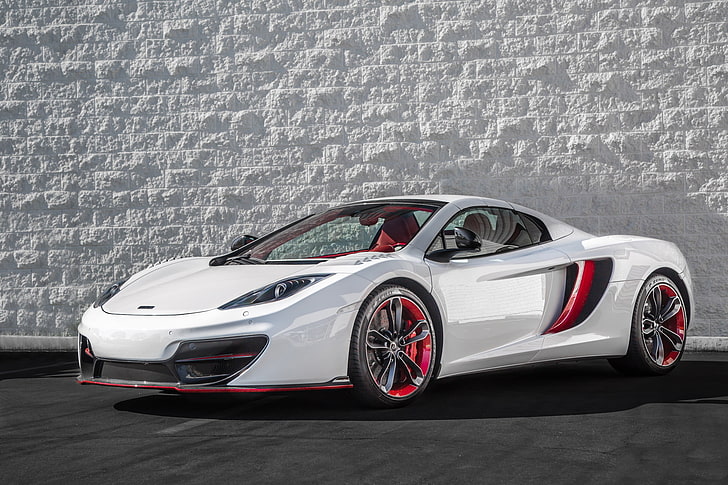 white and red coupe, McLaren, red, white, MP4-12C, HD wallpaper