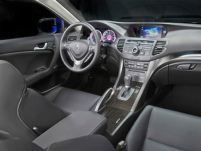 gray and black vehicle steering wheel, acura, tsx, salon, interior, steering wheel, speedometer, HD wallpaper HD wallpaper