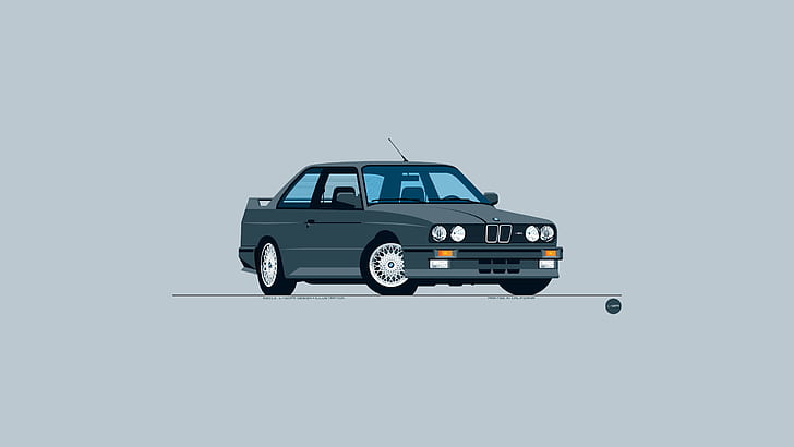 minimalism, simple background, vector, BMW M3, BMW, car, black, HD wallpaper