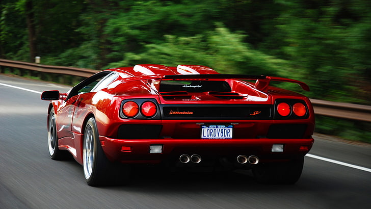 czerwony samochód sportowy, samochód, Lamborghini, Lamborghini Diablo, Lamborghini Diablo Sv, Tapety HD