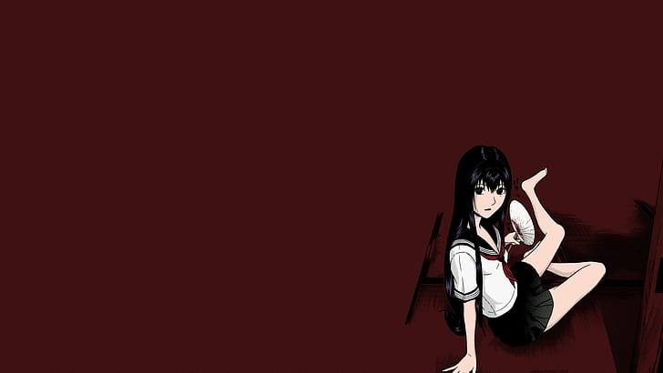 Ibitsu, Okada Kazuto, Moritaka Madoka, langes Haar, schwarzes Haar, Schulmädchen, Schuluniform, kurzer Rock, Anime, Manga, Anime Girls, HD-Hintergrundbild