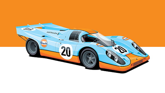 Porsche 917k, carros de corrida, poster, Le Mans, golfo, HD papel de parede HD wallpaper