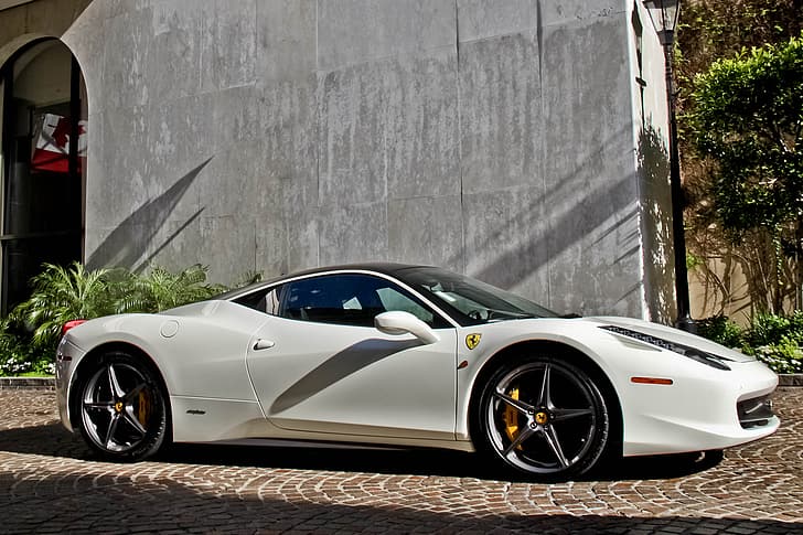white, Ferrari, 458, Italia, HD wallpaper