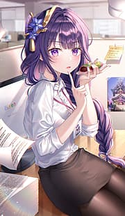  Raiden Shogun (Genshin Impact), Genshin Impact, purple hair, purple eyes, long hair, anime girls, HD wallpaper HD wallpaper