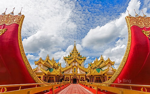 Myanmar Yangon Karaweik Palace-2017 Bing Desktop W.., HD wallpaper HD wallpaper