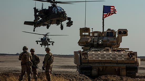USA, militaire, Syrie, hélicoptère, M2 Bradley, Fond d'écran HD HD wallpaper