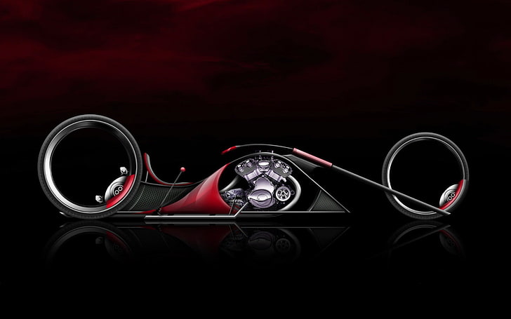 niebiesko-czerwony sznur, motocykl, futurystyczny, grafika koncepcyjna, Tapety HD