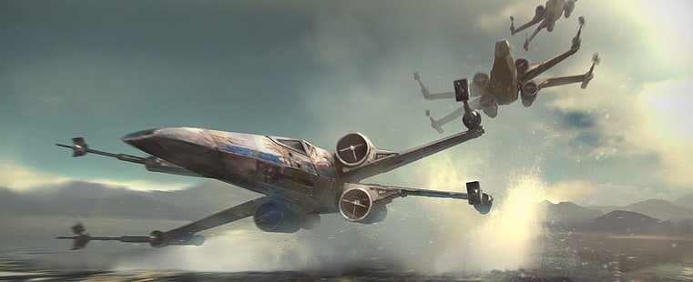 Изтребител X-Wing на Междузвездни войни, произведения на изкуството, Междузвездни войни, Междузвездни войни: Силата се пробужда, X-wing, HD тапет HD wallpaper