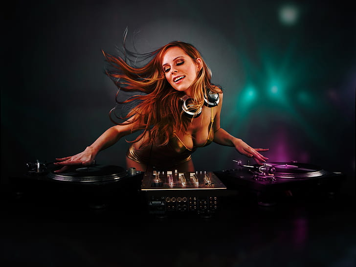 DJ Girl, girl, music, HD wallpaper