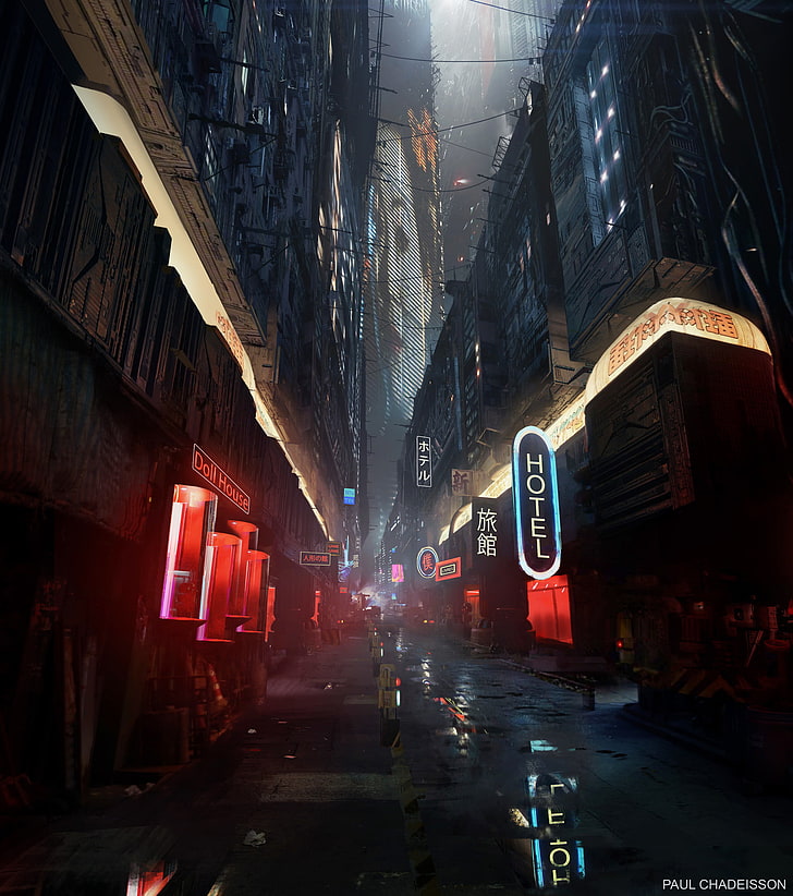 Hotel que construye el papel pintado digital, Blade Runner 2049, cyberpunk, Blade Runner, neón, reflexión, Fondo de pantalla HD, fondo de pantalla de teléfono