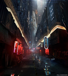 Цифров тапет за хотелска сграда, Blade Runner 2049, киберпънк, Blade Runner, неон, отражение, HD тапет HD wallpaper