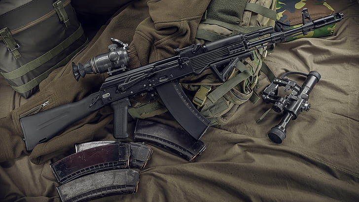 оружие, автомат, оружие, автомат Калашникова, АК-74, штурмовая винтовка, HD обои