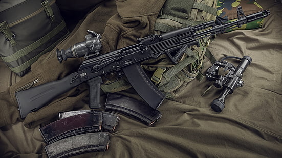 оружие, автомат, оружие, автомат Калашникова, АК-74, штурмовая винтовка, HD обои HD wallpaper