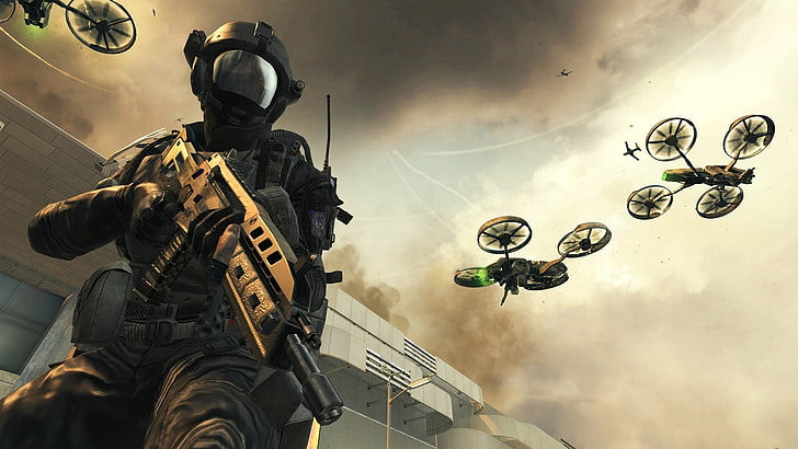 Tapeta cyfrowa żołnierz przyszłości, Call of Duty, Black Ops 2, gra, broń, Tapety HD