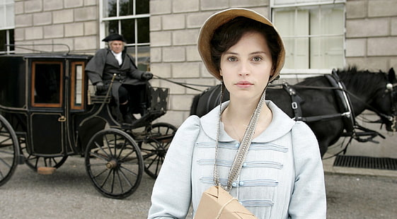 Felicity Jones, actriz, mujeres, ojos verdes, Northanger Abbey, Fondo de pantalla HD HD wallpaper