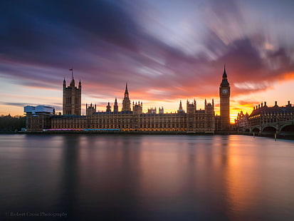 Big Ben London Buildings Sunset HD, zachód słońca, budynki, pejzaż, duży, londyn, ben, Tapety HD HD wallpaper