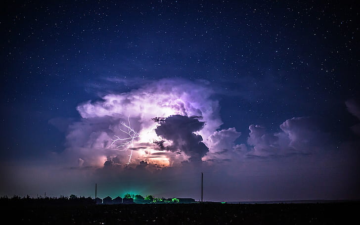 Nuvole Storm Lightning Clouds Night Stars HD, natura, nuvole, notte, stelle, fulmini, tempesta, Sfondo HD