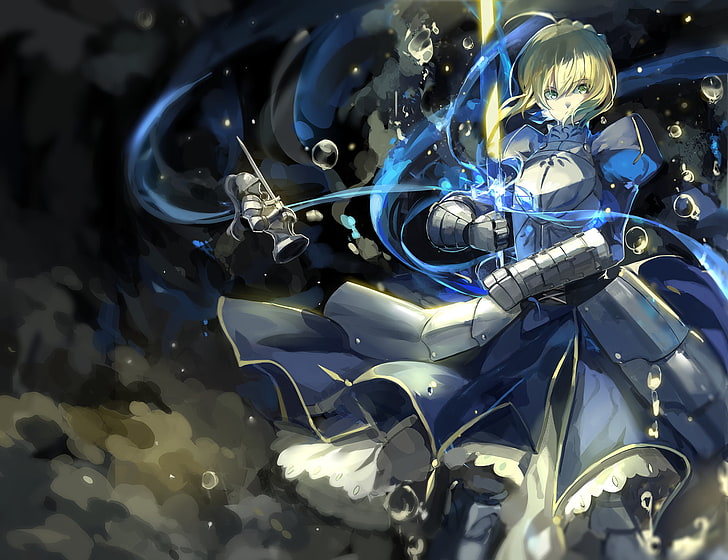 yellow haired male anime character wallpapre, Fate Series, Saber, HD wallpaper