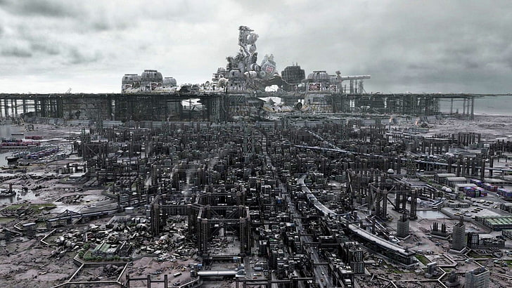foto udara kota urban, Final Fantasy VII, video game, Wallpaper HD