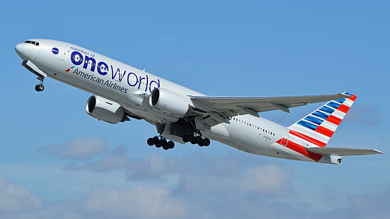رحلة ، الطائرة ، الصعود ، بوينج ، 200 ، الخطوط الجوية الأمريكية ، بوينج 777 ، ONE World، خلفية HD HD wallpaper