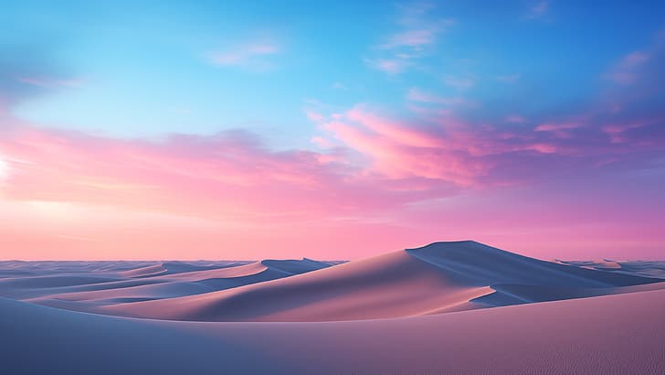 gurun, jam biru, pasir, bukit pasir, awan, Wallpaper HD
