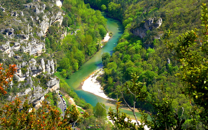 Проломите Tarn е каньон, образуван от река Tarn между Causse Mejean и Causse De Sauveterre в Южна Франция Wallpaper Hd 3200 × 2000, HD тапет