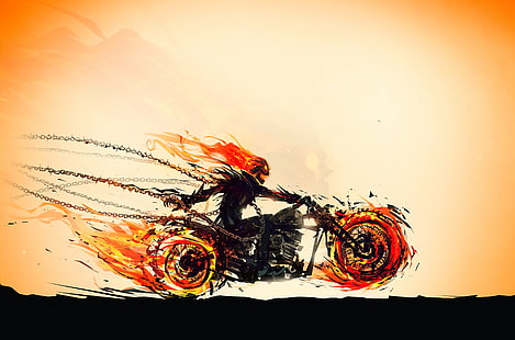 كاريكاتير ، شبح رايدر ، مارفيل كوميكس ، دراجة نارية، خلفية HD HD wallpaper