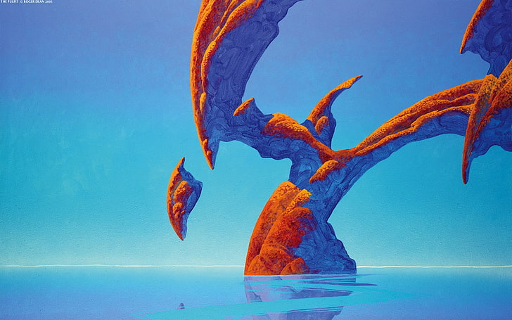 Roger Dean, formazione rocciosa, fantasy art, Sfondo HD