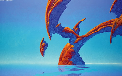 Roger Dean, formación rocosa, arte de fantasía, Fondo de pantalla HD HD wallpaper
