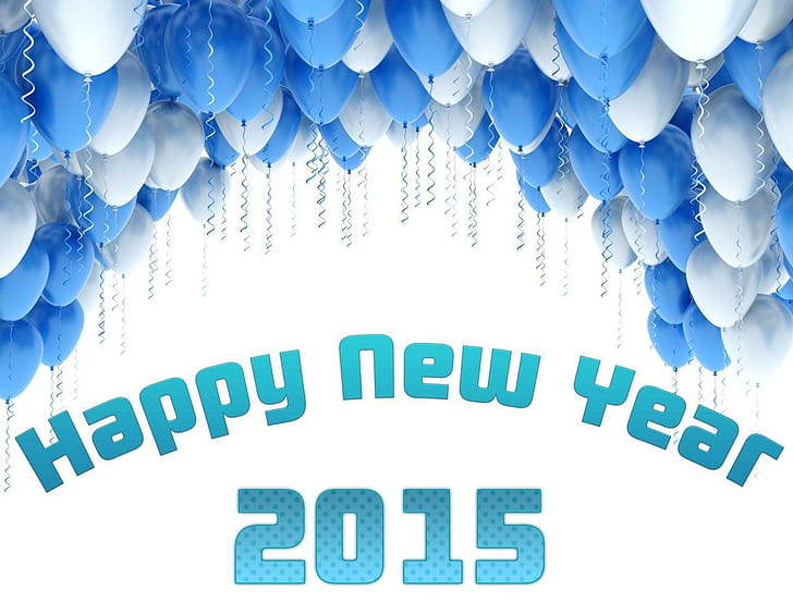 New Year 2015 Blue and White Balloons, new year 2015, new year, 2015, blue, white, balloons, HD wallpaper